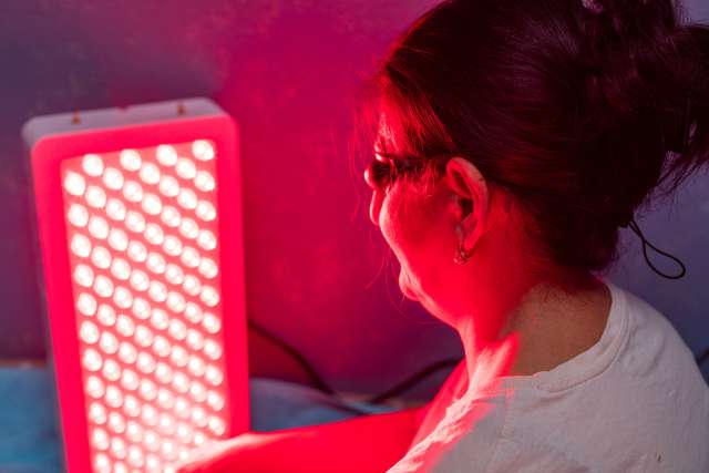 Woman receiving red light therapy treatment at Vegas ReNew